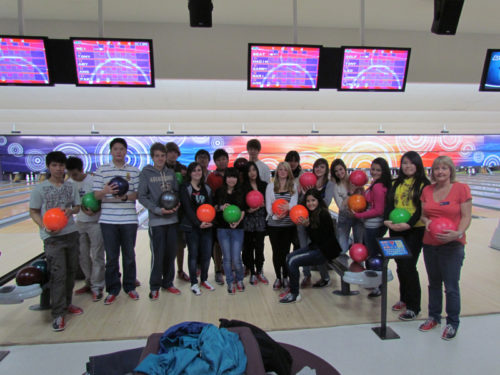 Students bowling