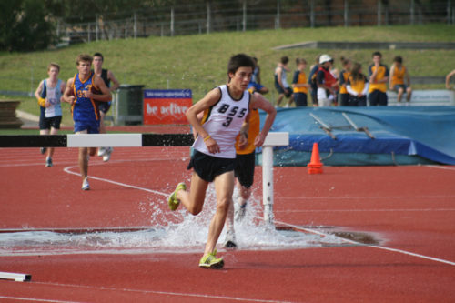 School Sports Students running through water